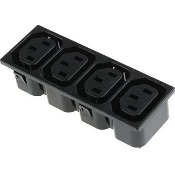 Napájecí kabel Konektor IEC C13 x4, Samice, orientace těla: Pravý úhel, Nasazovací, Pájení, 10A, 250 V