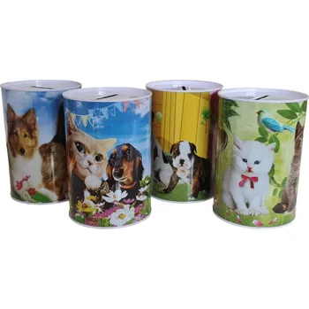 Pokladnička Pokladnička PEJSCI, KOČIČKY, MIX, d10x14cm, plech