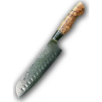 Kuchyňský nůž The Knife Brothers Damaškový santoku 7" Pálený javor