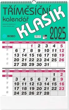 Kalendář BOBO Nástěnný kalendář tříměsíční Klasik 2025