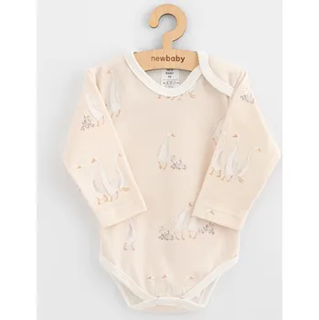 Kojenecké bavlněné body s dlouhým rukávem New Baby Husičky 68 (4-6m)