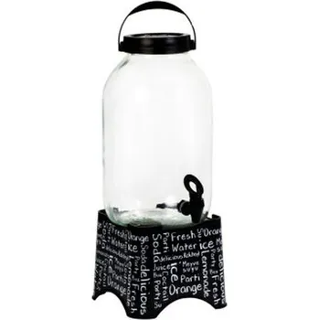 Láhev Láhev 5,0l sklo s kohoutem, černý plast.stojan s nápisy