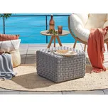 Venkovní puf šedý syntetický materiál 50 x 50 x 35 cm čtvercový tvar pletený ručně vyrobený taburet otoman moderní boho styl zahrada exteriér Beliani