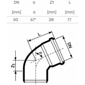 Kanalizační potrubí Vnitřní drenážní koleno HTplus, O 50 mm, 67°
