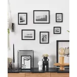 Sada 6 ks zarámovaná foto galerie černá různé velikosti dekorativní galerie háčky Beliani