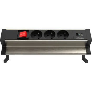 Elektrická zásuvka Paradninakup Stolní zásuvková lišta, 3 zásuvky, USB A+C, vypínač