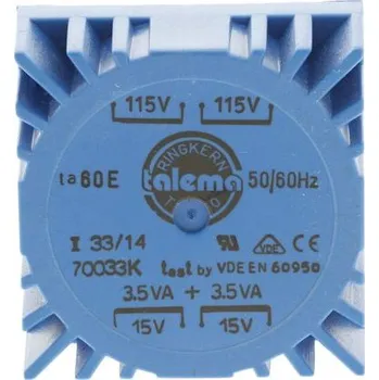 Transformátor Toroidní transformátor, počet výstupů: 2, sekundární napětí: 2 x 15V ac, Plošný spoj, Kolík, 49.7 x 49.7 x 23.1mm
