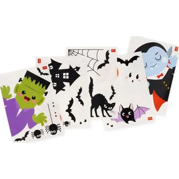 Party dekorace Oboustranné nálepky na okno-Windo Wow Halloween- 5 archů