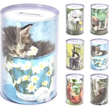 Pokladnička Pokladnička plechovka d10x15cm, mix dekorů