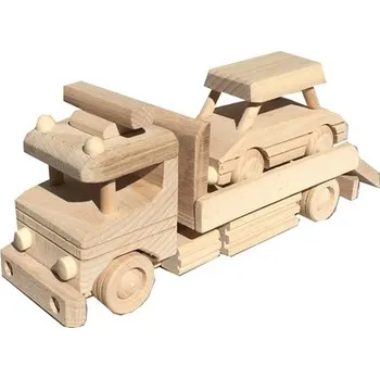 Dřevěná hračka Dřevotéka Dřevěná hračka -odtahová služba s autíčkem Dřevěná hračka -odtahová služba s autíčkem