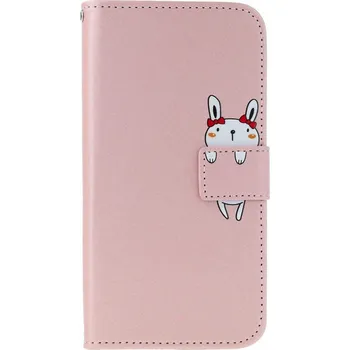Pouzdro na mobilní telefon Pouzdro Samsung A55 knížkové růžové s králíčkem (kryt neboli obal na Samsung A55)