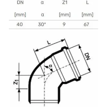 Kanalizační potrubí Vnitřní kanalizační koleno HTplus, O 40 mm, 30°, bílé