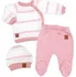 Kojenecká souprava Baby Nellys 3D Lux pletená sada pro miminko s jemným proužkem růžová/bílá, 62