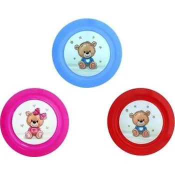 Talíř Talíř d21cm měl. MEDVÍDEK TRIČKO IML, aqua, červ., dětský, plast