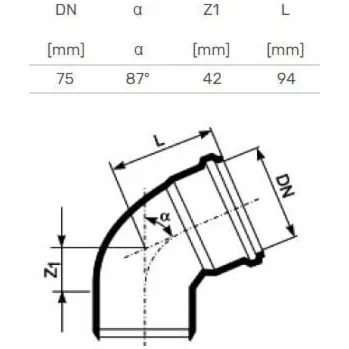 Kanalizační potrubí Vnitřní kanalizační koleno HTplus, O 75 mm, 87°