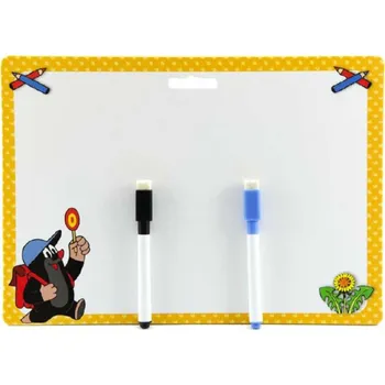 Magnetická kreslící tabulka AKIM Tabulka stíratelná oboustranná 30x21cm Krtek (Krteček) set se 2 fixy | AS22