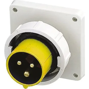 Elektrická zásuvka Konektor IEC Zástrčka, Montáž na panel, Samec, formát pólů: 2P plus E, orientace těla: přímý barva Žlutá, 32A, 110 V