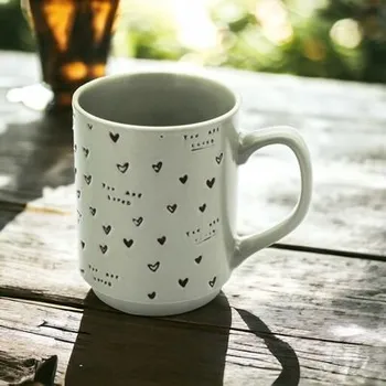 Hrnek 340ml SRDCE, šedý BL-4601-3 (min.obj. 6ks), keramika