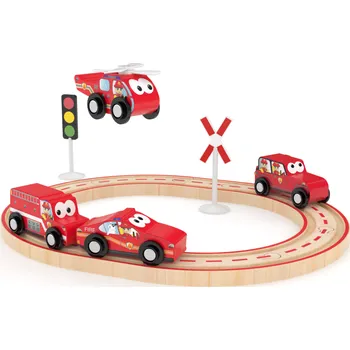 Hračka pro nejmenší J'ADORE Hrací set s kolejemi - hasiči 16 ks