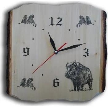 Hodiny Dřevo Novák Hodiny - deska s kůrou s motivem prase