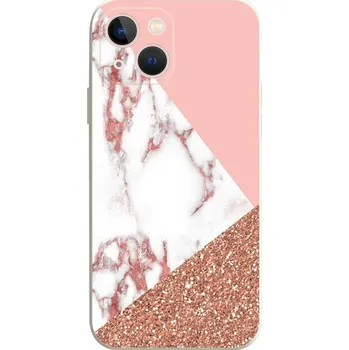 Pouzdro na mobilní telefon Kryt iPhone 13 Mramor růžový glitter (obal neboli pouzdro na iPhone 13)