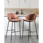 Sada 2 barových židlí hnědá umělá kůže černé kovové nohy bez područek zaoblené opěradlo moderní design Beliani