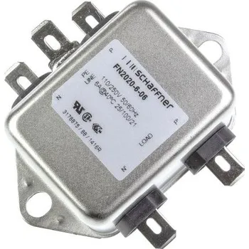 Filtr EMI, řada: FN2020, 4.7nF, 250 V AC/DC, 400Hz, Montáž na rám 1 mH, Rychlé nasazení, 6A, 0,74 mA, Schaffner, Single