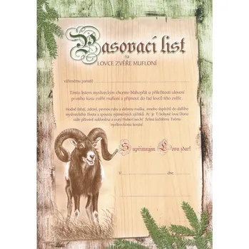 PASOVACÍ LIST na lovce zvěře Motiv: Jelen