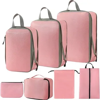 Příslušenství k zavazadlu Cestovní organizér do kufru | úložný organizér, cestovní taštička 7ks - Růžová 7ks