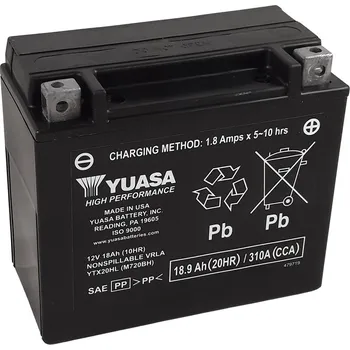 Elektroinstalace pro motocykl Bezúdržbová baterie YUASA W/C s tovární aktivací - YTX20HL FA YTX20HL