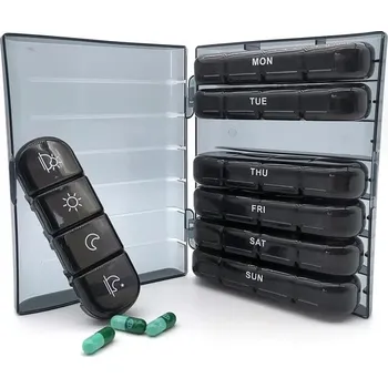 Organizér léků na týden | dávkovač léků | krabička na léky - Černá