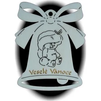 Vánoční ozdoba Dřevo Novák Vánoční ozdoba - zvonek s přáním č. 1103 7,5 x 9,5 cm