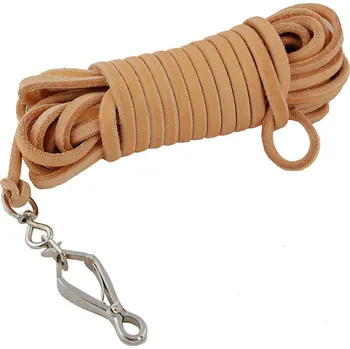 Vodítko pro psa Zubíček Barvářská šňůra kulatá/oválná, přírodní, ukončená karabinou Sprenger Délka: 12 m