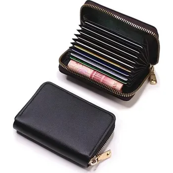 Peněženka Kožená zip peněženka na karty s RFID ochranou | organizér na platební a jiné karty - Černá