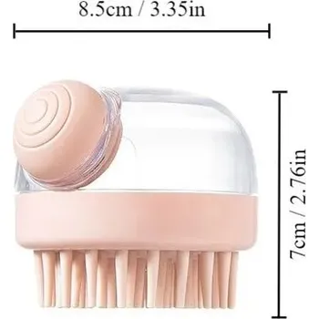 Péče o srst a drápky Silikonový kartáč na srst s dávkovačem | kartáč pro psy, péče o zvířata - růžový