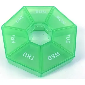 Lékovka Cestovní organizér na léky 7 dní | přenosný dávkovač - tmavozelený