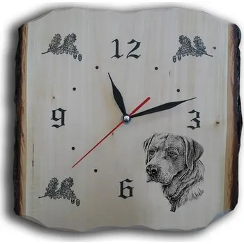 Hodiny Dřevo Novák Hodiny - deska s kůrou s motivem psa Motiv: Ohař