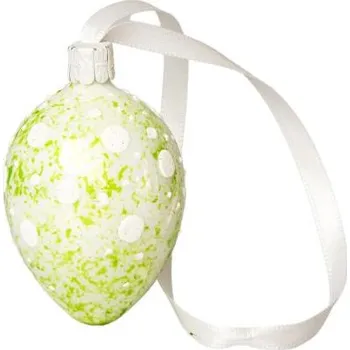 Vánoční ozdoba Koulier Skleněná ozdoba Velikonoční vajíčka mramorová s puntíky světle zelená