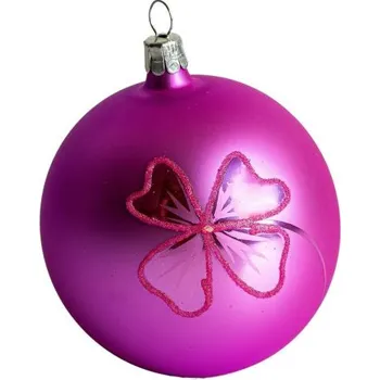Vánoční ozdoba Koulier Koulier Vánoční skleněná ozdoba - Šťastná koule růžová (8cm)
