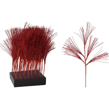 Vánoční dekorace Větvička s pramínky 60 cm, červená barva