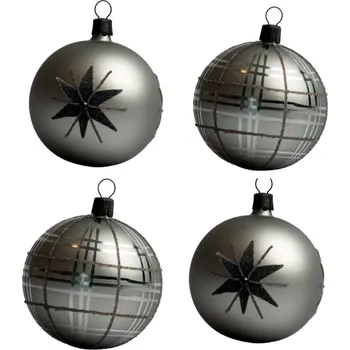 Vánoční ozdoba Koulier Skleněné vánoční ozdoby basic Nero - Nero hvězdy, 4 ks
