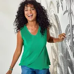 Blancheporte Plisovaný top s výstřihem do V zelená 38/40