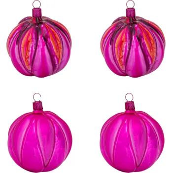 Vánoční ozdoba Koulier Skleněné vánoční ozdoby basic Magenta - Magenta Poupata, 4 ks