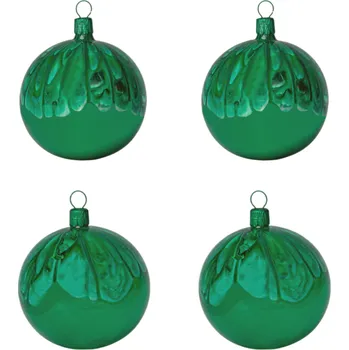 Vánoční ozdoba Koulier Skleněné vánoční ozdoby basic Green - Green řasená kahuri, 4 ks