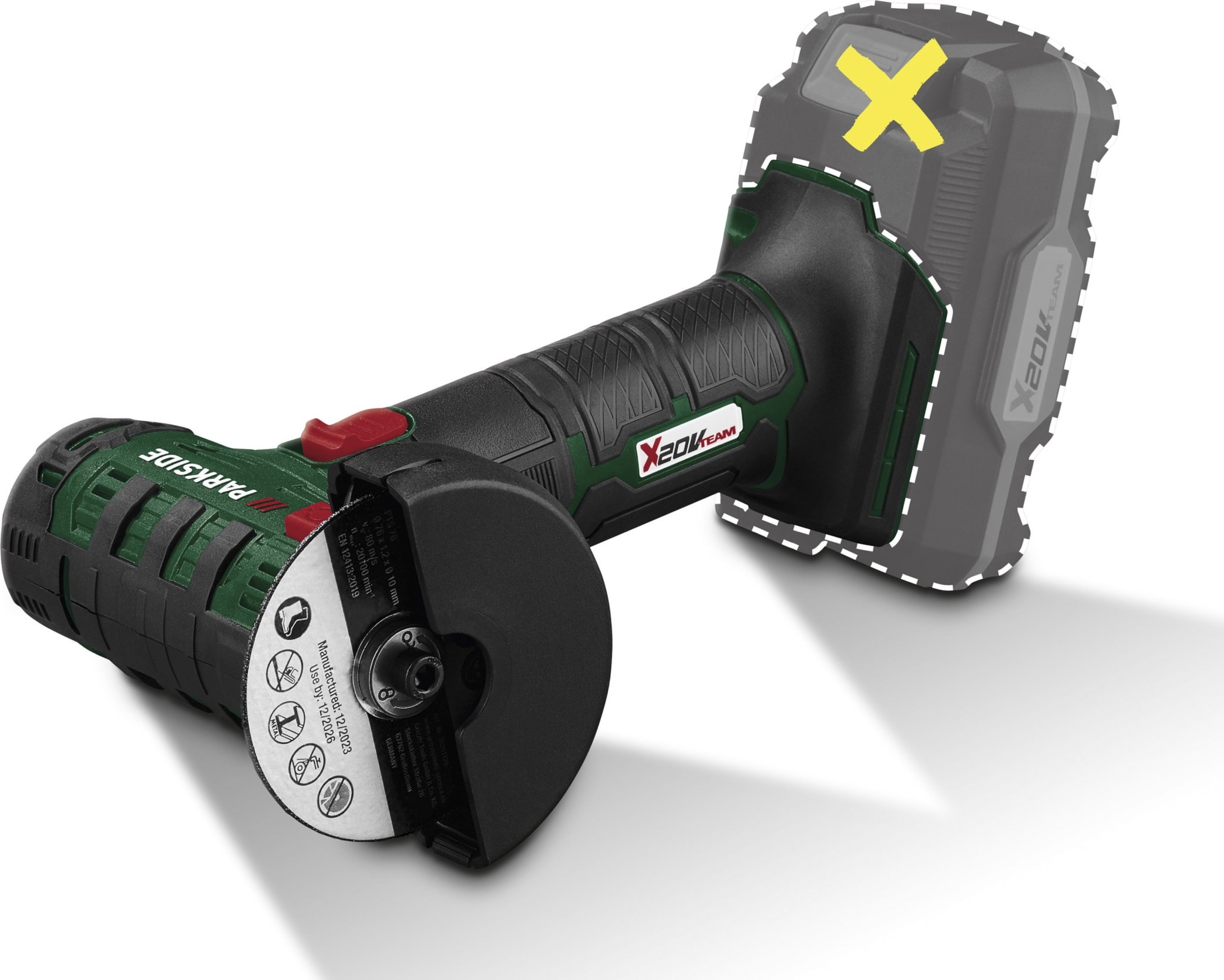 Parkside 20V Akku-Winkelschleifer PWSAM 20-Li (nackte Einheit) In Tragebox - NEU, 75mm Scheibe