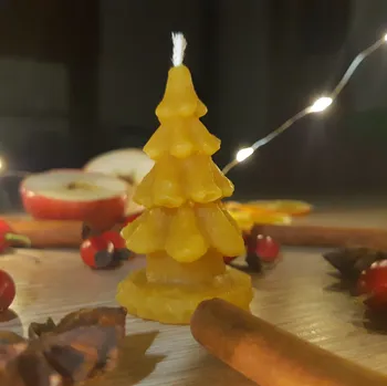 Svíčka Stromeček úzký z pravého včelího vosku - Včelařství Řezanina