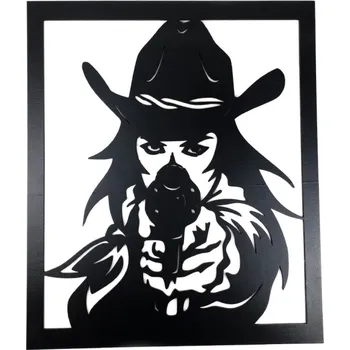 Dřevěná dekorace Kovbojka - 61 x 52 cm