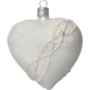 Vánoční ozdoba Koulier Skleněné ozdoby basic Bianco - Bianco velké srdce, 1 ks