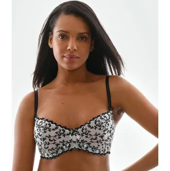 Podprsenka Blancheporte Vyztužená podprsenka z vyšívaného tylu Keokea, s kosticemi slonová kost/černá 80D