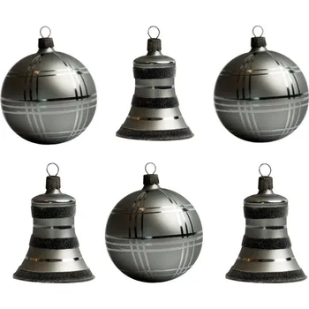 Vánoční ozdoba Koulier Skleněné vánoční ozdoby basic Nero - Nero se zvonky, 6 ks